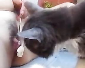 Кот лижет пизду у бразильской девушки, порно зоо