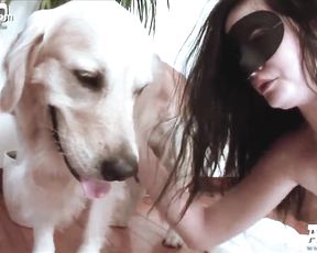 Фигуристая девушка соблазнила попкой двух собак. Vixen trip tio tie artofzoo