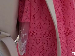 Good looking brunette looks shy until she starts sucking dick or rubbing her wet pussy