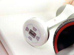 Lovely bitch with a navel piercing, Vanessa Decker is using her vibrator to rub her nice slit